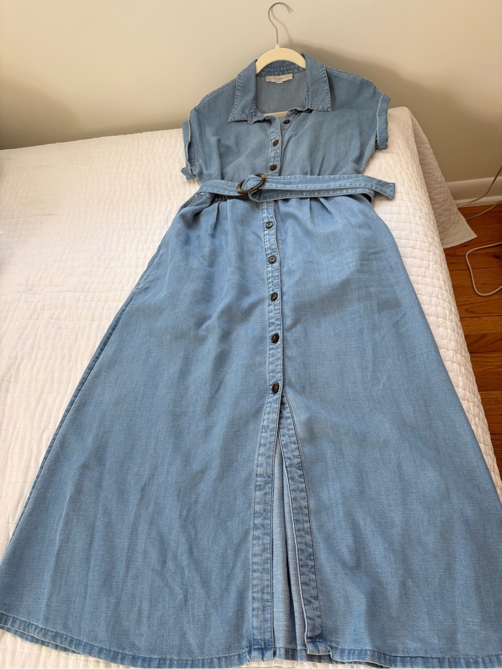 Light Blue  Chambray Shirt Dress with 2”Belt